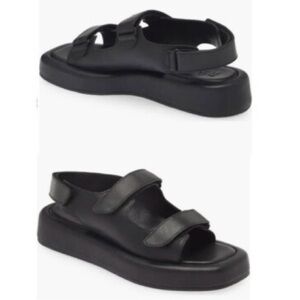 LOEFFLER RANDALL‎ Size 9.5 Blaise Leather Platform Sandals Black